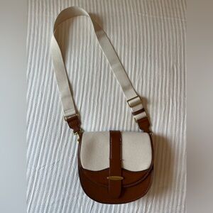Mango Brown and Cream Crossbody Bag with Minimalist Design